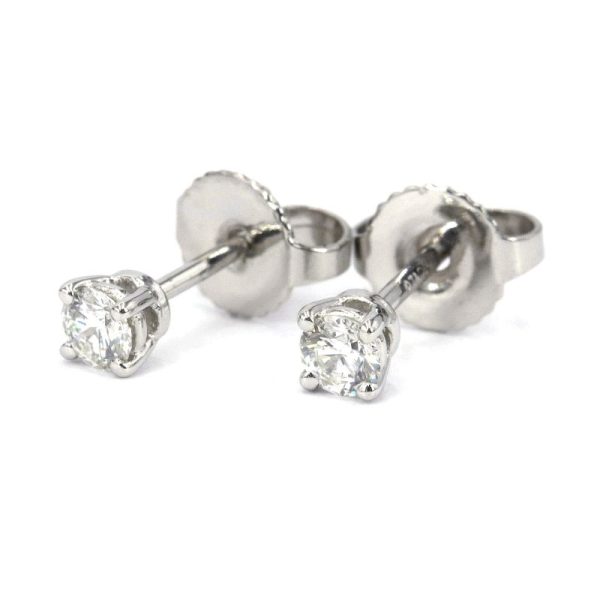 c240601115497 Tiffany Co Solitaire Diamond Stud Earrings TCo PT950 Back Platinum Silver