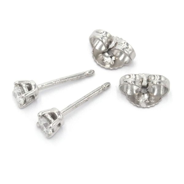 c240601115497 2 Tiffany Co Solitaire Diamond Stud Earrings TCo PT950 Back Platinum Silver