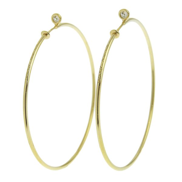 c240601115596 1 Tiffany Hoop Earrings Diamond K18YG New Polished 1P Diamond Yellow Gold Jewelry