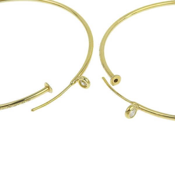 c240601115596 3 Tiffany Hoop Earrings Diamond K18YG New Polished 1P Diamond Yellow Gold Jewelry