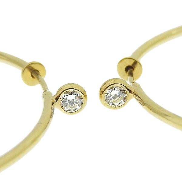 c240601115596 4 Tiffany Hoop Earrings Diamond K18YG New Polished 1P Diamond Yellow Gold Jewelry