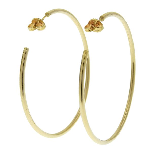 c240601115598 1 Tiffany Hoop Earrings K18YG New Polished Yellow Gold Jewelry