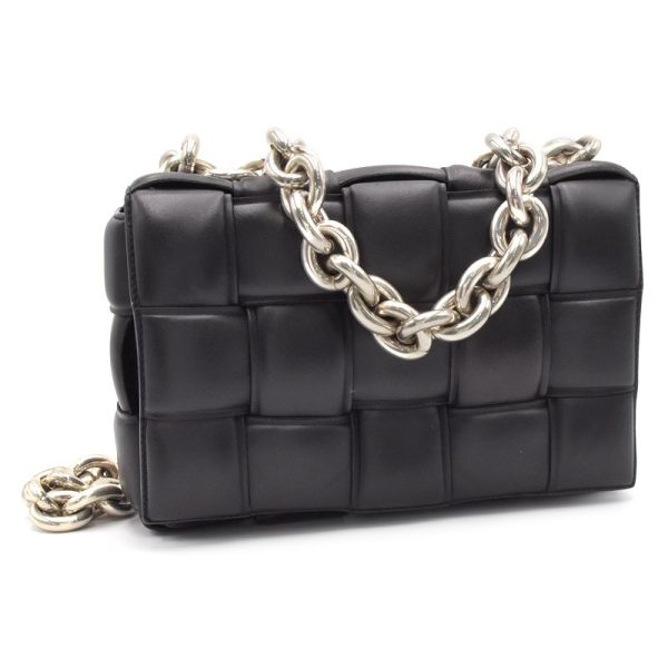 c240601116355 Bottega Veneta Padded Chain Shoulder Bag Black