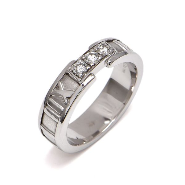c240900036085 Tiffany Co Atlas Ring Size 115 K18WG Diamond White Gold