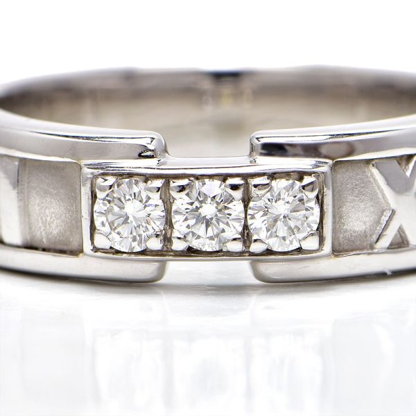 c240900036085 2 Tiffany Co Atlas Ring Size 115 K18WG Diamond White Gold