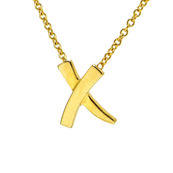 c240900036919 Tiffany Co X Pendant K18YG Yellow Gold Solid Gold 18K Paloma Picasso Graffiti Kiss Necklace