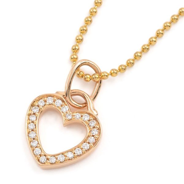 c240900037529 Tiffany Co Sentimental Heart Necklace K18PG K18YG Diamond Long Necklace