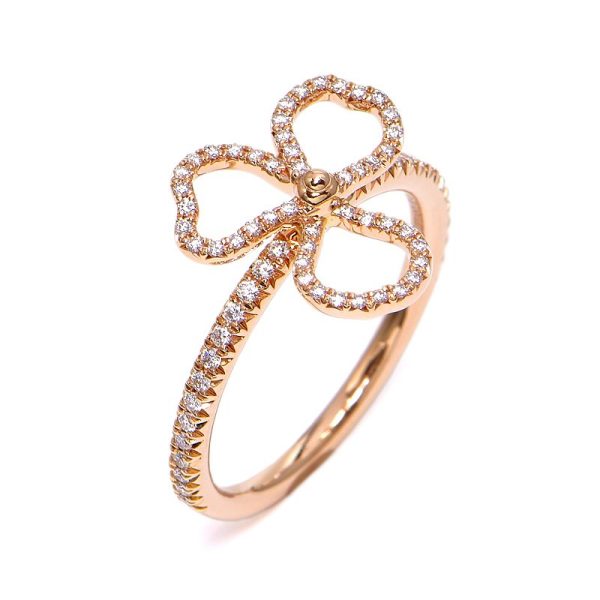 c240900038172 Tiffany Paper Flower Ring 014ct Diamond Size 65 K18PG Newly Finished Flower Motif Flower Pink Gold