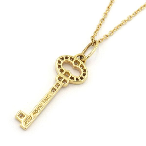 c240900038654 1 Tiffany Vintage Oval Key Necklace K18YG Diamond New Polished Key Yellow Gold Pendant