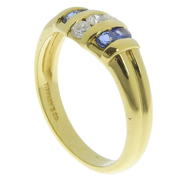 c240900039269 1 Tiffany Co Ring Size 12 K18YG Diamond Sapphire Yellow Gold Ring Jewelry