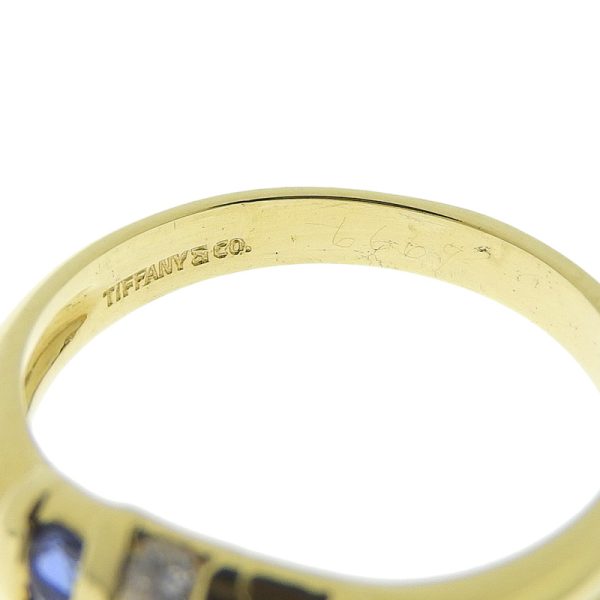 c240900039269 5 Tiffany Co Ring Size 12 K18YG Diamond Sapphire Yellow Gold Ring Jewelry