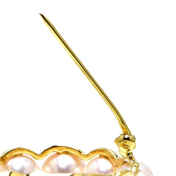 c240900039938 2 Tiffany Co Pearl Brooch K18YG Gradient Wreath Bouquet Ribbon Motif Yellow Gold