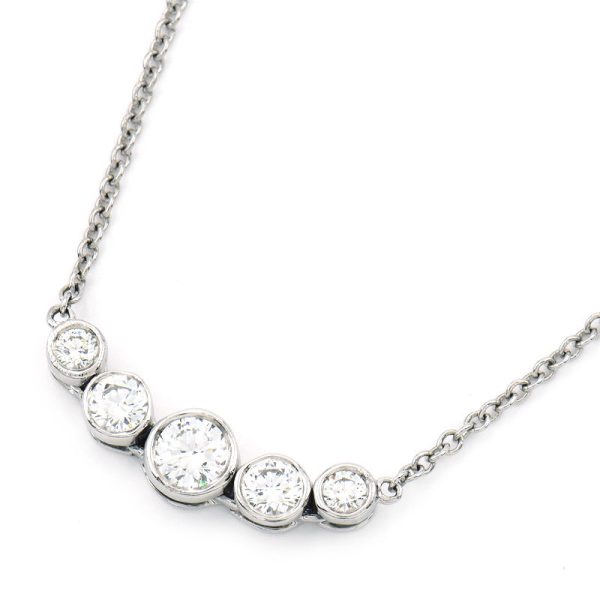 c240900039963 Tiffany Jazz Graduated Necklace Pt950 New Polished 5P Diamond Size Gradation Simple Platinum