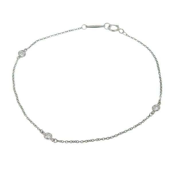 c240900040324 Tiffany Co By the Yard Bracelet 3PD Pt950 Diamond Platinum Chain