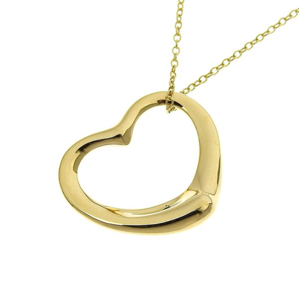 c240900041243 Tiffany Co Open Heart Necklace K18YG Pendant Yellow Gold Jewelry