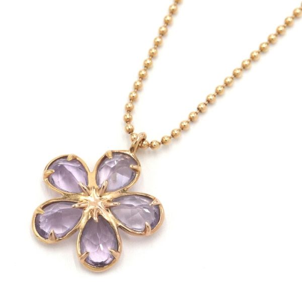 c240900041723 1 Tiffany Co Sparkler Flower Necklace Amethyst K18PG Pink Gold Pendant