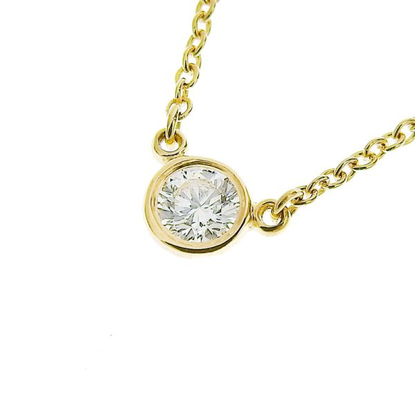 c240900041817 Tiffany Co By The Yard Necklace K18YG Diamond Yellow Gold Pendant Jewelry