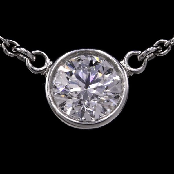 c240900044372 5 Tiffany Visor Yard Pendant Pt950 028ct Diamond FVS13EX New Polished Platinum Necklace One Point