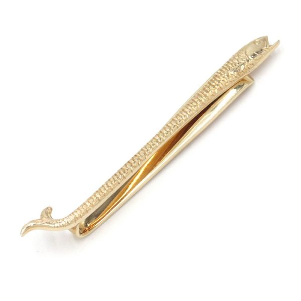 c240900044458 Tiffany Co Fish Tie Clip K14YG Yellow Gold Motif Solid Gold Bullion