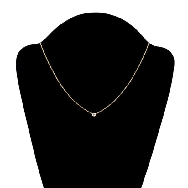 c240900046860 5 Tiffany Co By the Yard Single Diamond Pendant K18YG Necklace 40cm Yellow Gold