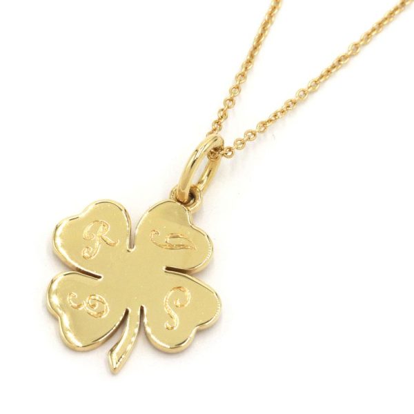 c241100019754 Tiffany Co Clover Necklace K18YG Pendant Yellow Gold Jewelry