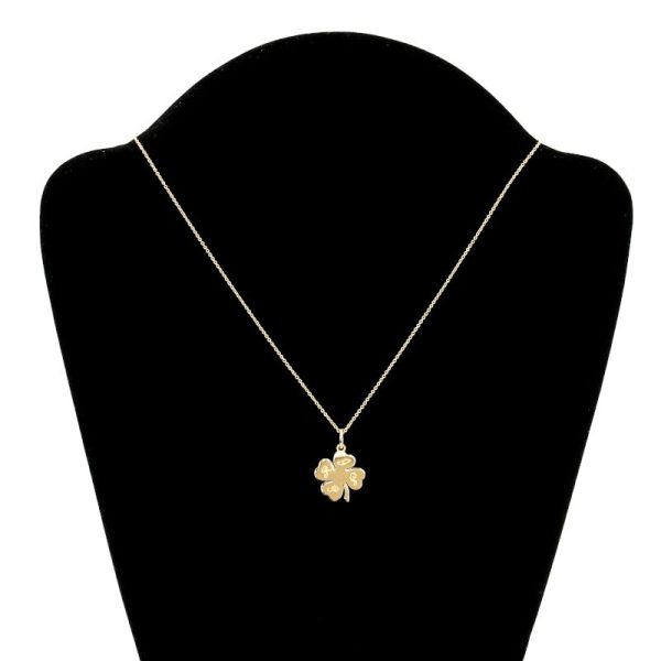 c241100019754 5 Tiffany Co Clover Necklace K18YG Pendant Yellow Gold Jewelry