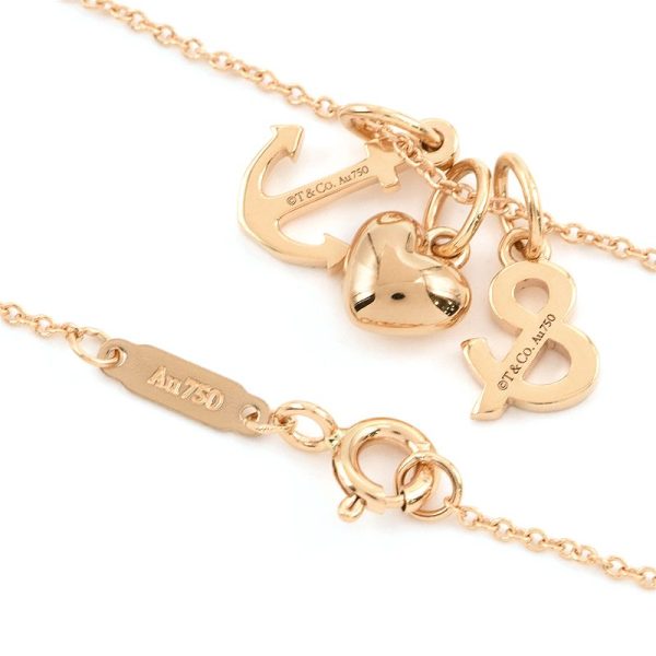 c241100024821 2 Tiffany Co Love Necklace K18PG Pendant Heart Anchor Pink Gold