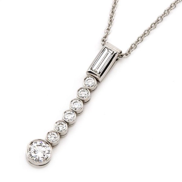 c241100025937 Tiffany Jazz Drop Diamond Necklace Pt950 New Polished Swinging Pendant Necklace Platinum 40cm