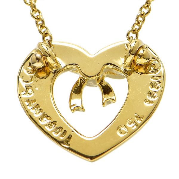 c241100025959 3 Tiffany Co Heart Ribbon Necklace K18YG Yellow Gold Motif