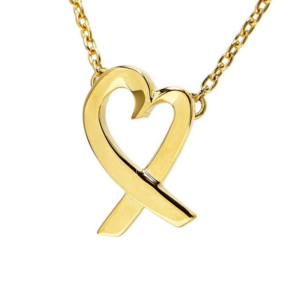 c241100026023 Tiffany Co Loving Heart Pendant K18YG Yellow Gold Paloma Picasso Open Heart Necklace