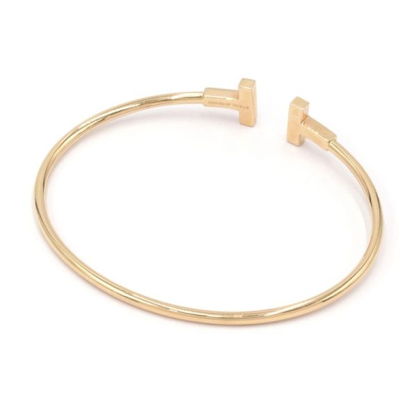 c241100028370 1 Tiffany T Wire Bracelet K18 Yellow Gold Newly Polished T Wire Bangle Jewelry