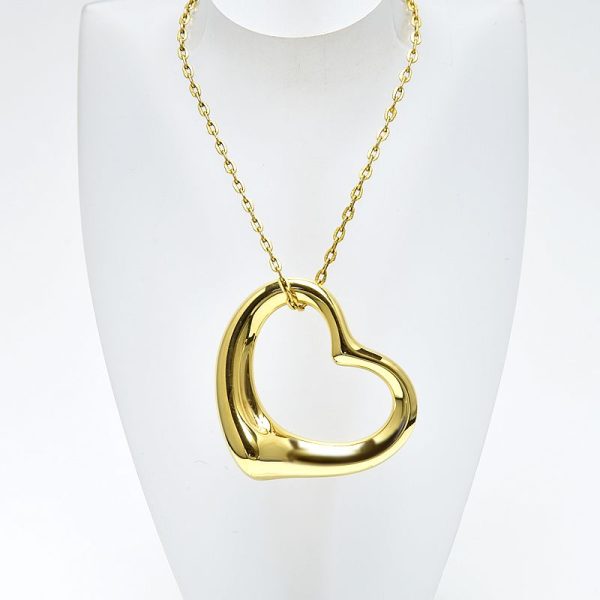 c241100028394 1 Tiffany Co Open Heart Pendant Head K18YG Elsa Peretti Yellow Gold