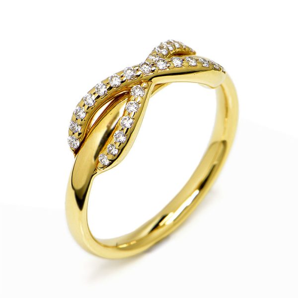 c241100028642 Tiffany Infinity Ring Diamond No 9 K18YG Newly Polished Infinity Motif Overlapping Solid Gold Yellow Gold