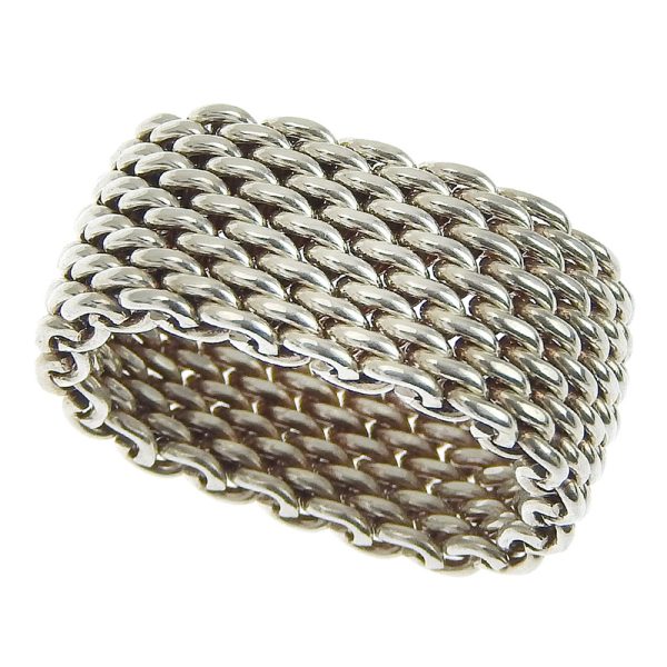 c241100030134 Tiffany Co Somerset Ring Size 10 SV925 Silver Mesh Ring Jewelry