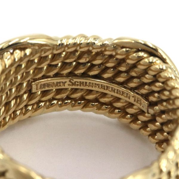 c241100030178 2 Tiffany Jean Schlumberger Ring No 12 K18YG Yellow Gold Mesh Rope 6 Row Cross Ring Bullion 125g