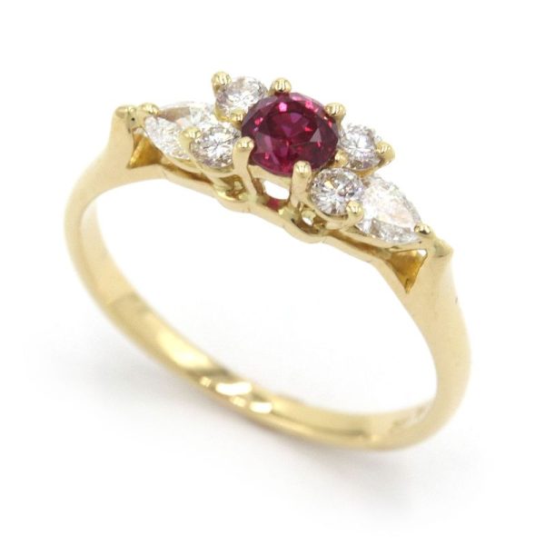 c241100031598 Tiffany Seven Stone Ring No 125 K18YG Ruby Diamond New Polished Yellow Gold Jewelry Ring