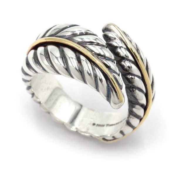 c241100031627 Tiffany Co Ring Size 95 K18YG SV925 Motif Feather Yellow Gold Silver Jewelry