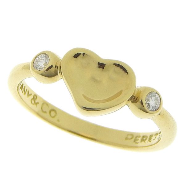 c241100031719 Tiffany Co Heart Ring Size 6 K18YG Diamond Motif Yellow Gold Jewelry