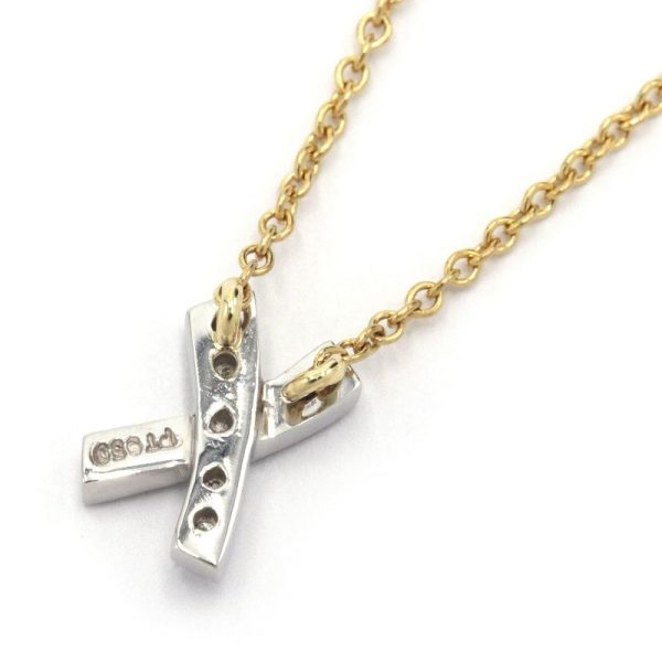 c241100033327 1 Tiffany Co X Pendant K18YG Pt950 Diamond Yellow Gold Platinum Kiss Necklace