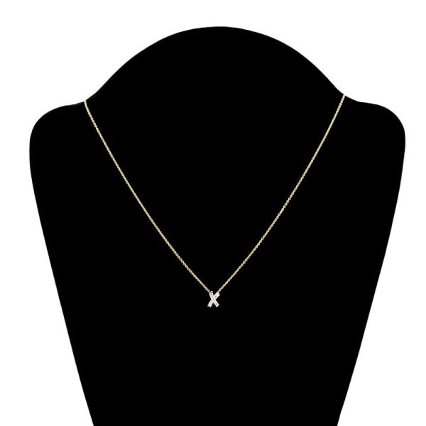 c241100033327 5 Tiffany Co X Pendant K18YG Pt950 Diamond Yellow Gold Platinum Kiss Necklace