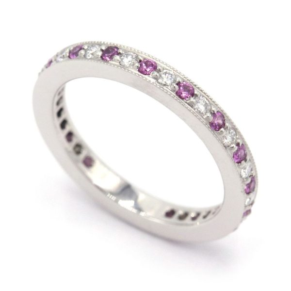 c241100033336 Tiffany Legacy Ring No 75 Pt950 Pink Sapphire Diamond New Polished Platinum Full Eternity Ring