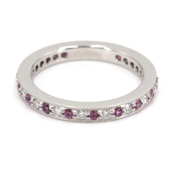 c241100033336 1 Tiffany Legacy Ring No 75 Pt950 Pink Sapphire Diamond New Polished Platinum Full Eternity Ring