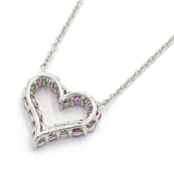 c241100033381 1 Tiffany Sentimental Pendant Pt950 Diamond Pink Sapphire New Polished Sentimental Heart 40cm Jewelry