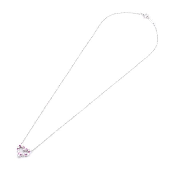 c241100033381 2 Tiffany Sentimental Pendant Pt950 Diamond Pink Sapphire New Polished Sentimental Heart 40cm Jewelry