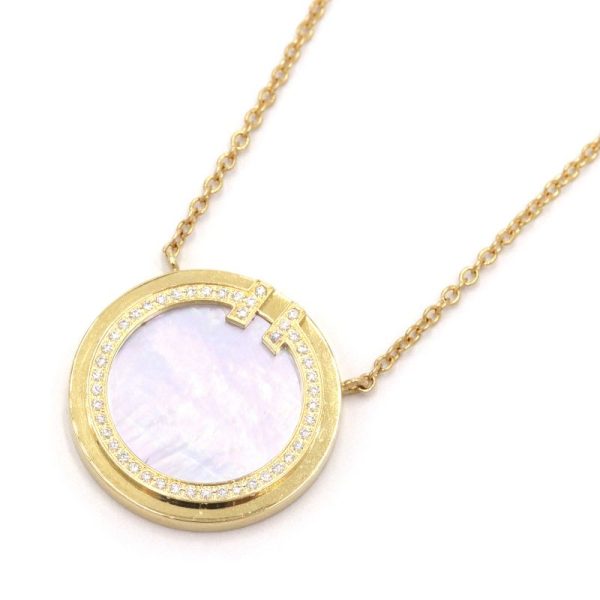 c241100035075 Tiffany T Circle Necklace K18YG Pearl Diamond New Polished Yellow Gold Pendant