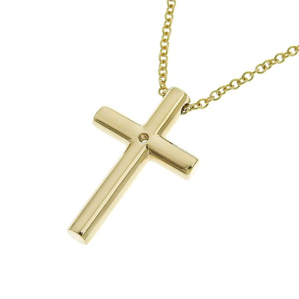 c241100035091 2 Tiffany Co Cross Motif Necklace K18YG Diamond Yellow Gold Pendant Jewelry