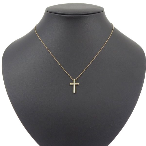 c241100035091 4 Tiffany Co Cross Motif Necklace K18YG Diamond Yellow Gold Pendant Jewelry