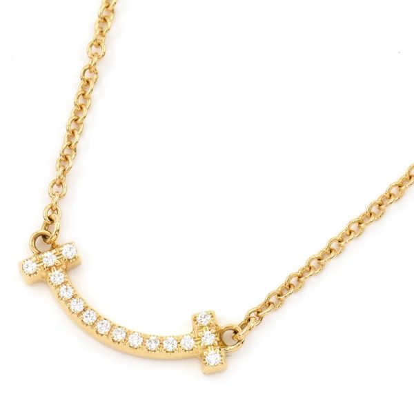 c241100035276 Tiffany T Smile Mini Pendant K18YG Diamond Yellow Gold Tiffany T Necklace 40cm 45cm