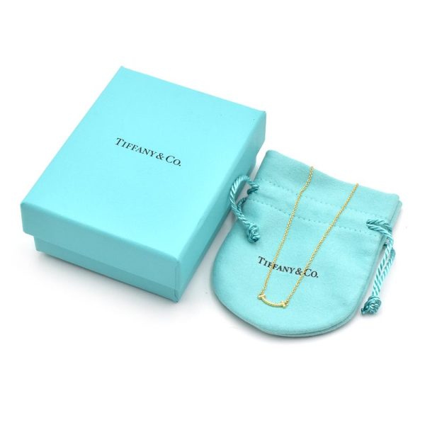 c241100035276 4 Tiffany T Smile Mini Pendant K18YG Diamond Yellow Gold Tiffany T Necklace 40cm 45cm