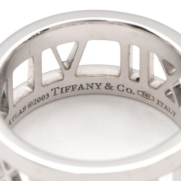 c241100036883 2 Tiffany Co Open Atlas Diamond Ring Size 9 K18WG 3P Roman Numerals White Gold